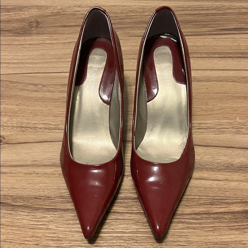 Nine West patent leather dark red pumps